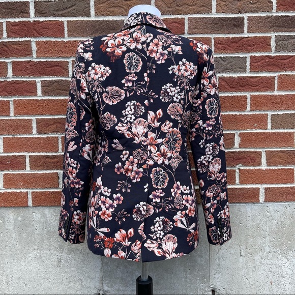 Ann Taylor Jacquard Navy and Pink Blazer Size 2 - Picture 11 of 14